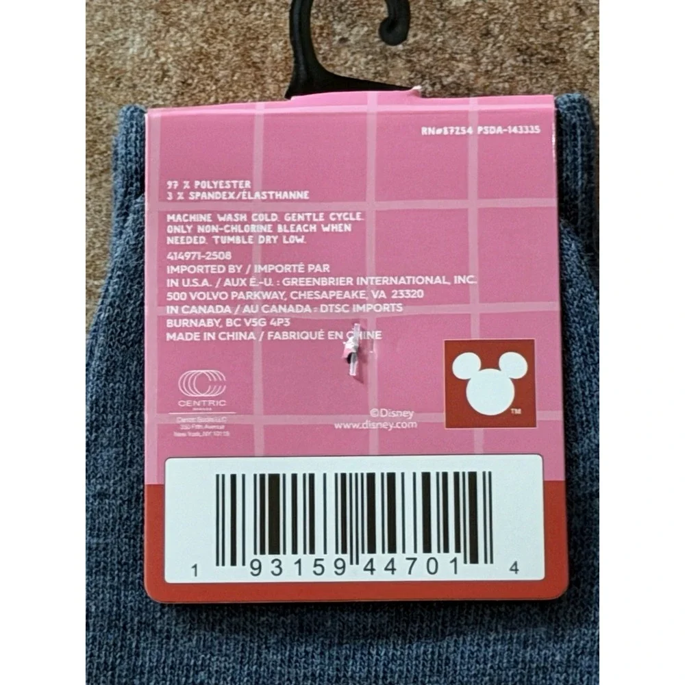 Disney Valentine Mickey Mouse as Cupid Gray Crew Socks Women's Size 6-12